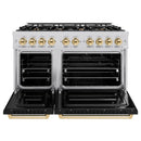 ZLINE Autograph Edition 48-Inch Classic Series Gas Range with 8 Gas Burner Cooktop and 6.7 Cu. Ft. Gas Convection Oven  in Stainless Steel with Black Matte Doors and Polished Gold Accents (CGRZ-BLM-48-G)