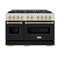 ZLINE Autograph Edition 48-Inch Classic Series Gas Range with 8 Gas Burner Cooktop and 6.7 Cu. Ft. Gas Convection Oven  in Stainless Steel with Black Matte Doors and Polished Gold Accents (CGRZ-BLM-48-G)