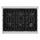 ZLINE Autograph Edition 36-Inch Porcelain Rangetop with 6 Gas Burners in Stainless Steel and Gold Accents (RTZ-36-G)