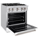 ZLINE 30-Inch Classic Series Dual Fuel Range with 4 Gas Burner Cooktop and 4.2 Cu. Ft. Electric Convection Oven in Stainless Steel with White Matte Door (CDR-WM-30)