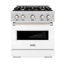 ZLINE 30-Inch Classic Series Gas Range with 4 Gas Burner Cooktop and 4.2 Cu. Ft. Gas Convection Oven in Stainless Steel with White Matte Door (CGR-WM-30)