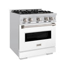 ZLINE 30-Inch Classic Series Gas Range with 4 Gas Burner Cooktop and 4.2 Cu. Ft. Gas Convection Oven in Stainless Steel with White Matte Door (CGR-WM-30)