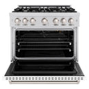 ZLINE 36-Inch Classic Series Gas Range with 6 Gas Burner Cooktop and 5.2 Cu. Ft. Gas Convection Oven in Stainless Steel with White Matte Door (CGR-WM-36)
