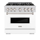 ZLINE 36-Inch Classic Series Gas Range with 6 Gas Burner Cooktop and 5.2 Cu. Ft. Gas Convection Oven in Stainless Steel with White Matte Door (CGR-WM-36)