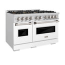 ZLINE 48-Inch 6.7 Cu. Ft. Classic Dual Fuel Range with 8 Burner DuoPro™ Cooktop and Dual Ovens with White Matte Doors (PCDR-WM-48)
