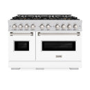 ZLINE 48-Inch 6.7 Cu. Ft. Classic Dual Fuel Range with 8 Burner DuoPro™ Cooktop and Dual Ovens with White Matte Doors (PCDR-WM-48)