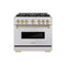 ZLINE Autograph 36-Inch 5.2 Cu. Ft. Classic Range with 6 Burner DuoPro™ Cooktop and Electric Oven in Stainless and Champagne  (PCDRZ-36-CB)