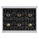 ZLINE Autograph 36-Inch 5.2 Cu. Ft. Classic Range with 6 Burner DuoPro™ Cooktop and Electric Oven in Stainless and Champagne  (PCDRZ-36-CB)
