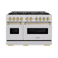 ZLINE Autograph Edition 48-Inch Classic Dual Fuel Range with 8 Burner DuoPro™ Cooktop and Dual Ovens with Bronze Accents (PCDRZ-48-CB)