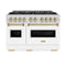 ZLINE Autograph Edition 48-Inch Classic Dual Fuel Range with 8 Burner DuoPro™ Cooktop and White Doors with Bronze Accents (PCDRZ-WM-48-CB)