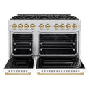 ZLINE Autograph Edition 48-Inch Classic Dual Fuel Range with 8 Burner DuoPro™ Cooktop and White Doors with Bronze Accents (PCDRZ-WM-48-CB)