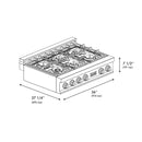 ZLINE 36-Inch Porcelain Gas Stovetop with 6 Gas Burners and Griddle (RT-GR-36)