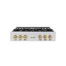 ZLINE Autograph Edition 36-Inch Porcelain Rangetop with 6 Gas Burners in Stainless Steel and Champagne Bronze Accents (RTZ-36-CB)