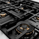 ZLINE Autograph Edition 36-Inch Porcelain Rangetop with 6 Gas Burners in Stainless Steel and Gold Accents (RTZ-36-G)