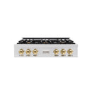 ZLINE Autograph Edition 36-Inch Porcelain Rangetop with 6 Gas Burners in Stainless Steel and Gold Accents (RTZ-36-G)