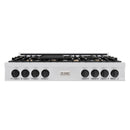 ZLINE Autograph Edition 48-Inch Porcelain Rangetop with 7 Gas Brass Burners in Stainless Steel and Matte Black Accents (RTZ-48-MB)