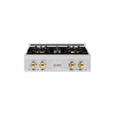 ZLINE Autograph Edition 30-Inch Classic Gas Rangetop with 4 Burner DuoPro™ Cooktop in Stainless Steel and Polished Gold Accents (PCRTZ-30-G)