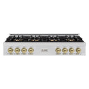 ZLINE Autograph Edition 48-Inch Classic Gas Rangetop with 8 Burner DuoPro™ Cooktop in Stainless Steel and Champagne Bronze Accents (PCRTZ-48-CB)