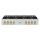 ZLINE Autograph Edition 48-Inch Classic Gas Rangetop with 8 Burner DuoPro™ Cooktop in Stainless Steel and Polished Gold Accents (PCRTZ-48-G)