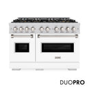 ZLINE 48-Inch 6.7 Cu. Ft. Classic Gas Range with 8 Burner DuoPro™ Cooktop and Dual Ovens with White Matte Doors (PCGR-WM-48)