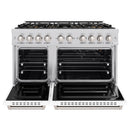 ZLINE 48-Inch 6.7 Cu. Ft. Classic Gas Range with 8 Burner DuoPro™ Cooktop and Dual Ovens with White Matte Doors (PCGR-WM-48)