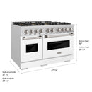 ZLINE 48-Inch 6.7 Cu. Ft. Classic Gas Range with 8 Burner DuoPro™ Cooktop and Dual Ovens with White Matte Doors (PCGR-WM-48)