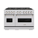 ZLINE 48-Inch 6.7 Cu. Ft. Classic Gas Range with 8 Burner DuoPro™ Cooktop and Dual Ovens in Stainless Steel (PCGR48)