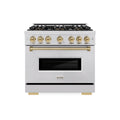 ZLINE Autograph 36-Inch Classic Gas Range with 6 Burner DuoPro™ Cooktop and Gas Oven in Stainless Steel with Bronze Accents (PCGRZ-36-CB)