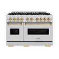 ZLINE Autograph 48-Inch Classic Gas Range with 8 Burner DuoPro™ Cooktop and Dual Ovens with Champagne Bronze Accents (PCGRZ-48-CB)