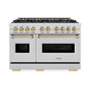 ZLINE Autograph 48-Inch Classic Gas Range with 8 Burner DuoPro™ Cooktop and Dual Ovens with Champagne Bronze Accents (PCGRZ-48-CB)
