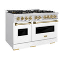 ZLINE Autograph Edition 48-Inch Classic Gas Range with 8 Burner DuoPro™ Cooktop and White Doors with Champagne Bronze Accents (PCGRZ-WM-48-CB)
