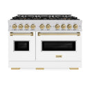 ZLINE Autograph Edition 48-Inch Classic Gas Range with 8 Burner DuoPro™ Cooktop and White Doors with Champagne Bronze Accents (PCGRZ-WM-48-CB)