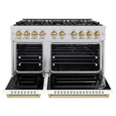 ZLINE Autograph Edition 48-Inch Classic Gas Range with 8 Burner DuoPro™ Cooktop and White Doors with Champagne Bronze Accents (PCGRZ-WM-48-CB)