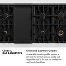 ZLINE Autograph Edition 48" Porcelain Rangetop with 7 Gas Burners in Satin Stainless Steel and Gold Accents (RTSZ-48-G)
