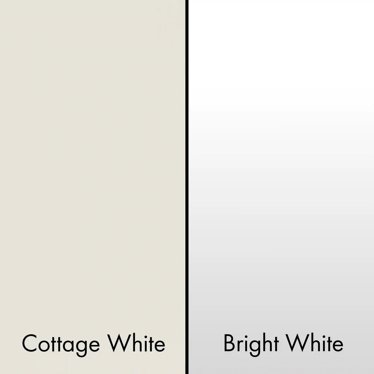 Range hood color swatches: Cottage White and Bright White