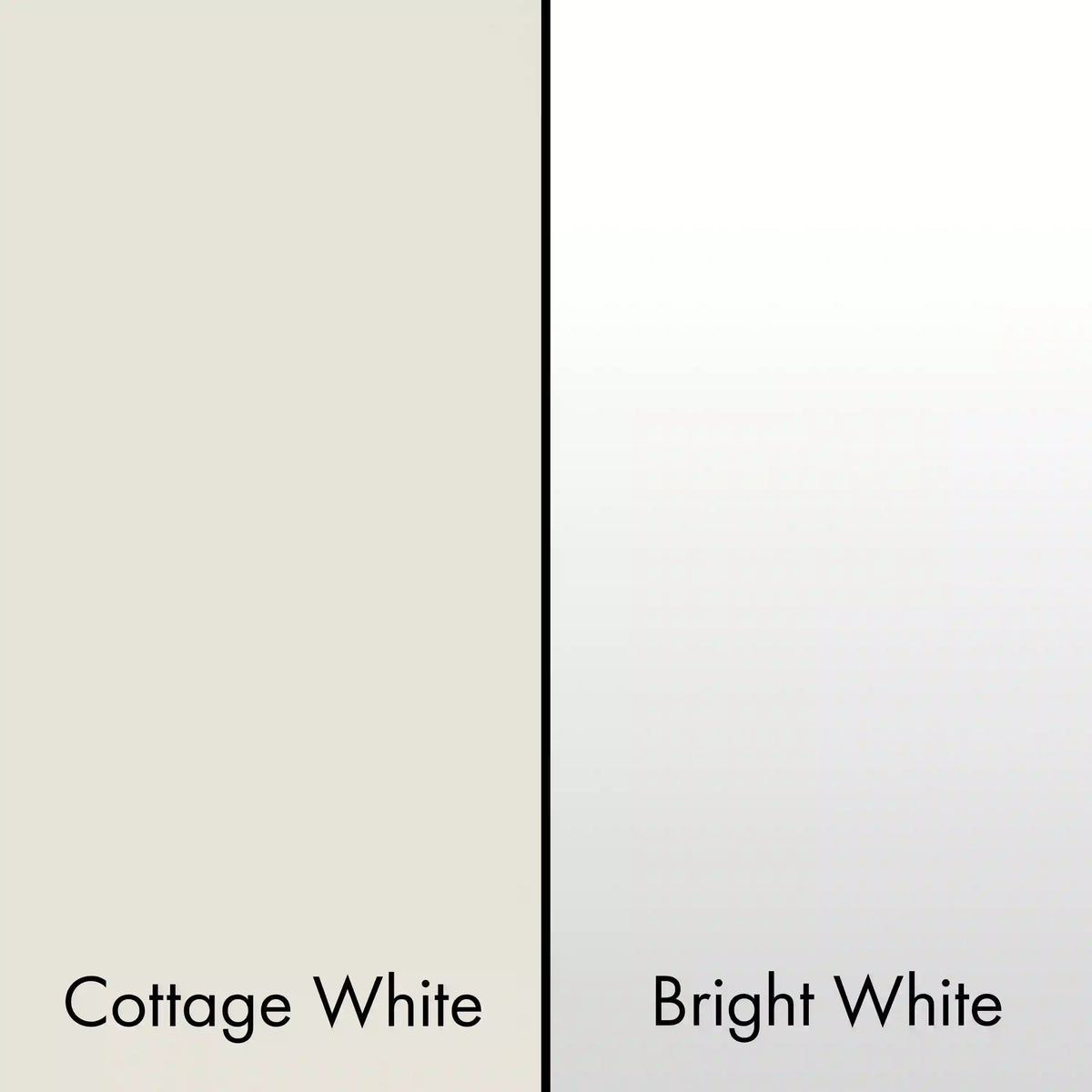 Cottage White and Bright White wood chimney extension color swatches.