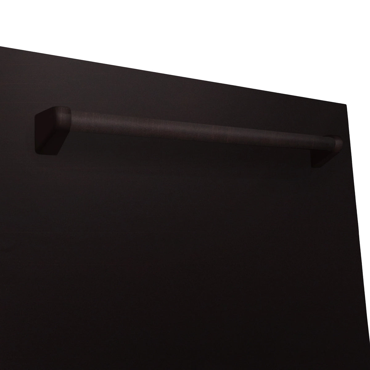 Dishwasher handle on dark oil-rubbed bronze front panel
