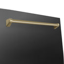 ZLINE 3-Piece Appliance Package - 36-Inch Dual Fuel Range, Refrigerator with Water Dispenser, and Dishwasher in Black Stainless Steel with Champagne Bronze Accents