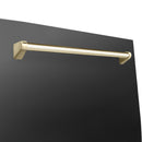 ZLINE 4-Piece Appliance Package - 30-Inch Gas Range, Hood, Refrigerator, and Dishwasher in Black Stainless Steel with Gold Accents