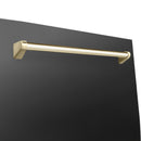 ZLINE 4-Piece Appliance Package - 48-Inch Gas Range, Hood, Refrigerator, and Dishwasher in Black Stainless Steel with Gold Accents