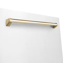 ZLINE Autograph Edition 24-Inch 3rd Rack Top Touch Control  Dishwasher in White Matte with Gold Handle, 45 dBa (DWMTZ-WM-24-G)