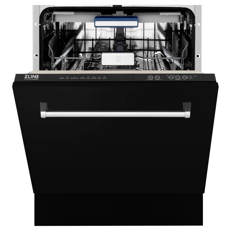 ZLINE 24-Inch Tallac Series 3rd Rack Dishwasher in Black Matte with Stainless Steel Tub, 51dBa (DWV-BLM-24)