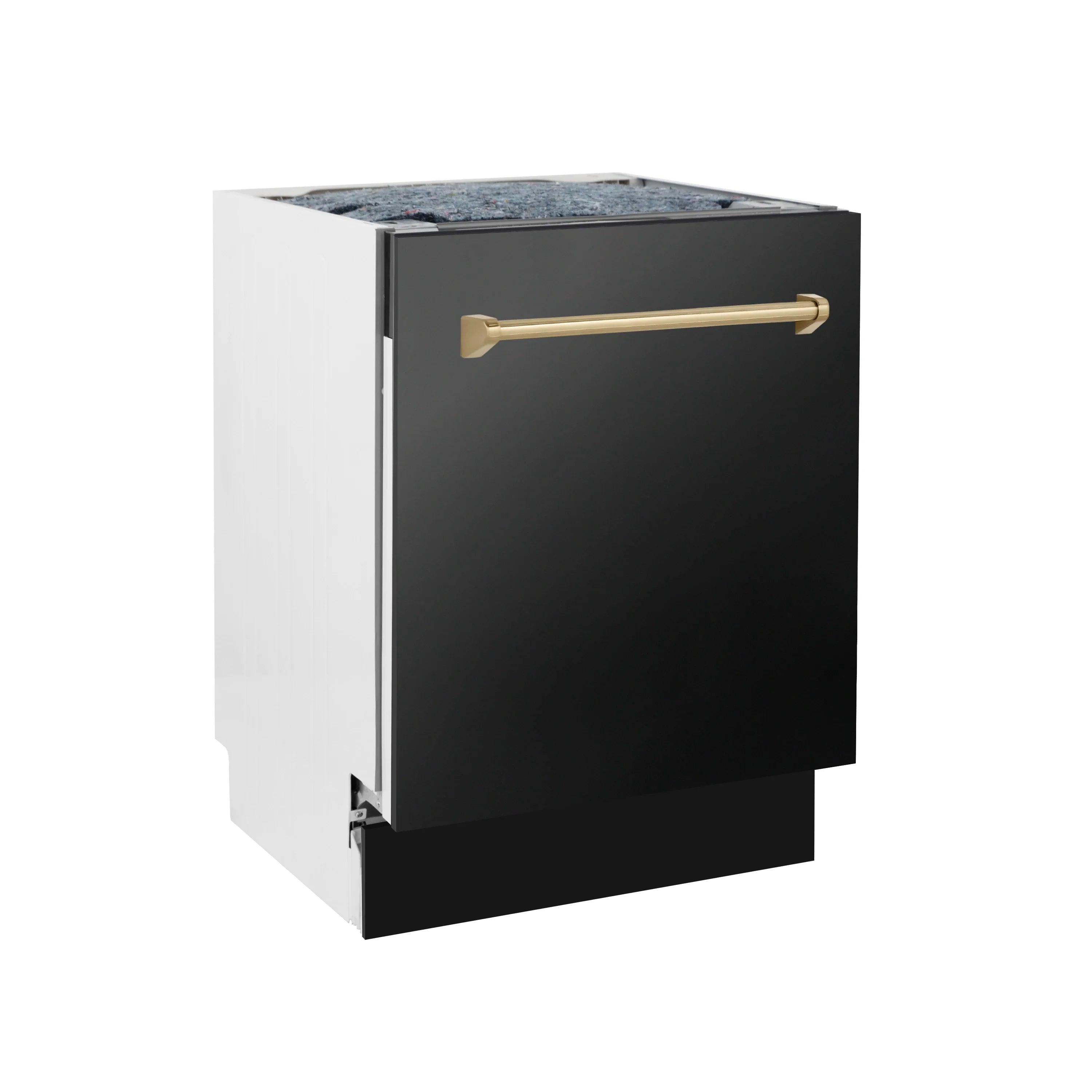 Black dishwasher base unit with Champagne Bronze handle and top vented area