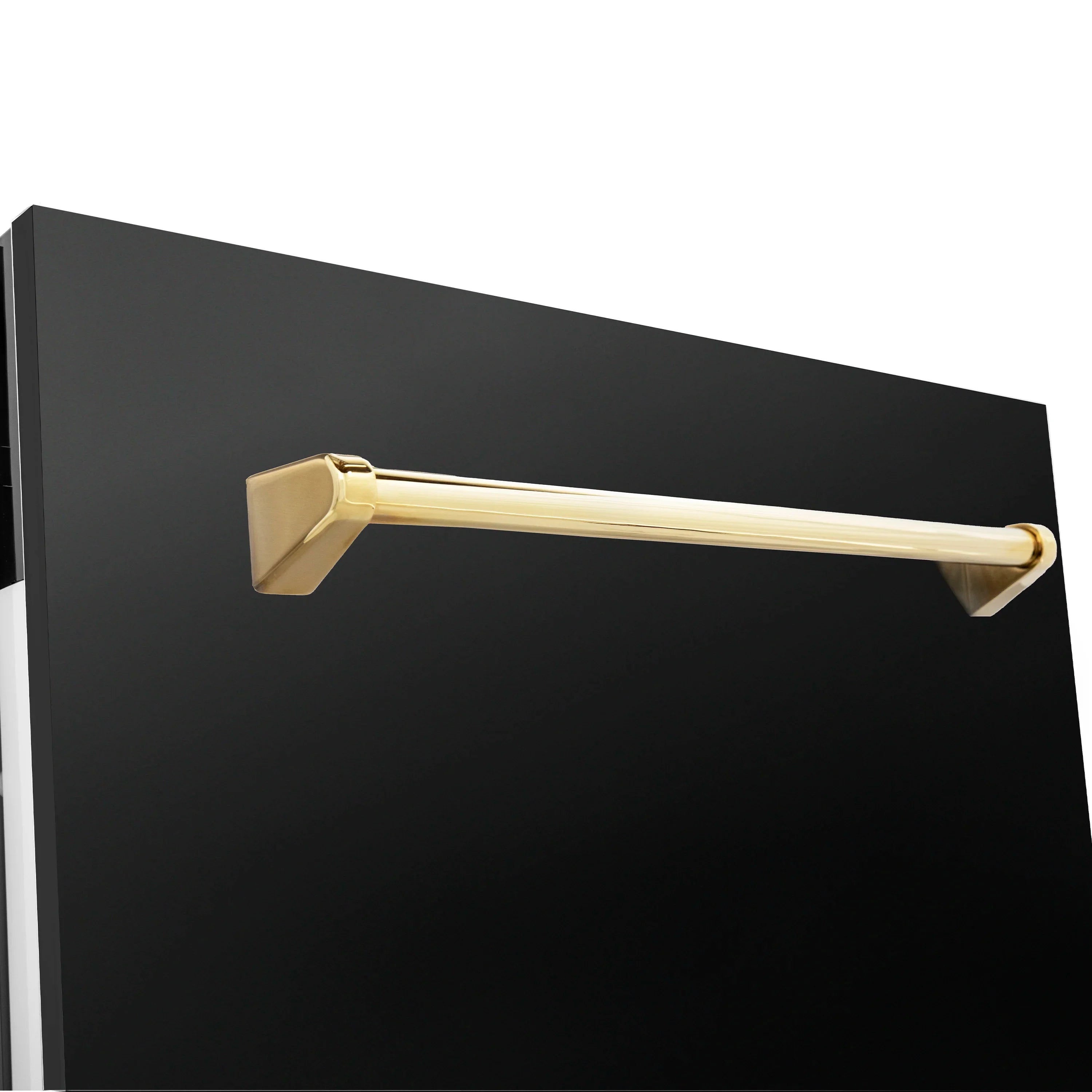 Black panel with gold metal handle