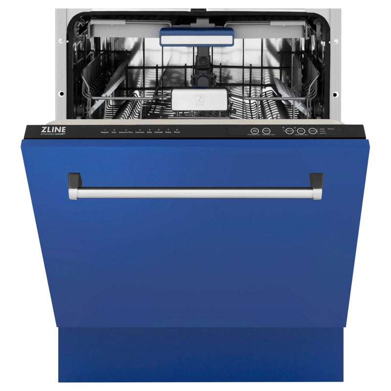 ZLINE 24-Inch Tallac Series 3rd Rack Dishwasher in Blue Matte with Stainless Steel Tub, 51dBa (DWV-BM-24)