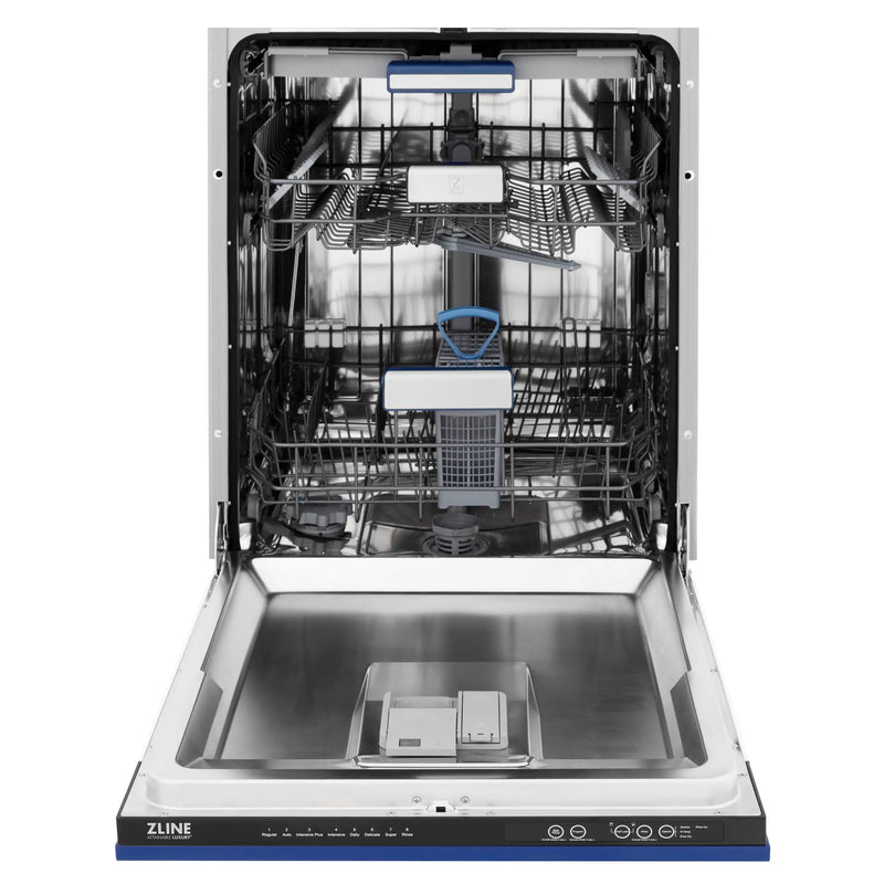 ZLINE 24-Inch Tallac Series 3rd Rack Dishwasher in Blue Matte with Stainless Steel Tub, 51dBa (DWV-BM-24)