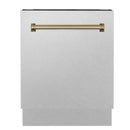 ZLINE Autograph Edition 24-Inch 3rd Rack Top Control Tall Tub Dishwasher in Satin Stainless Steel with Champagne Bronze Handle, 51dBa (DWVZ-SN-24-CB)