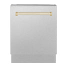 ZLINE Autograph Edition 24-Inch 3rd Rack Top Control Tall Tub Dishwasher in Satin Stainless Steel with Gold Handle, 51dBa (DWVZ-SN-24-G)