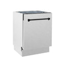 ZLINE Autograph Edition 24-Inch 3rd Rack Top Control Tall Tub Dishwasher in Satin Stainless Steel with Matte Black Handle, 51dBa (DWVZ-SN-24-MB)