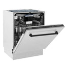 ZLINE Autograph Edition 24-Inch 3rd Rack Top Control Tall Tub Dishwasher in Satin Stainless Steel with Matte Black Handle, 51dBa (DWVZ-SN-24-MB)